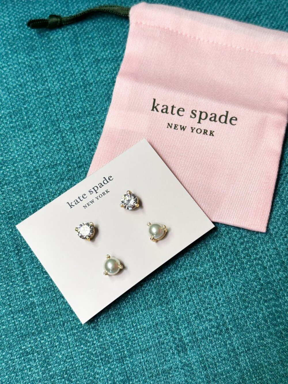 Kate Spade New York - Rise & Shine Earring Set - pearl diamond look, cream clear